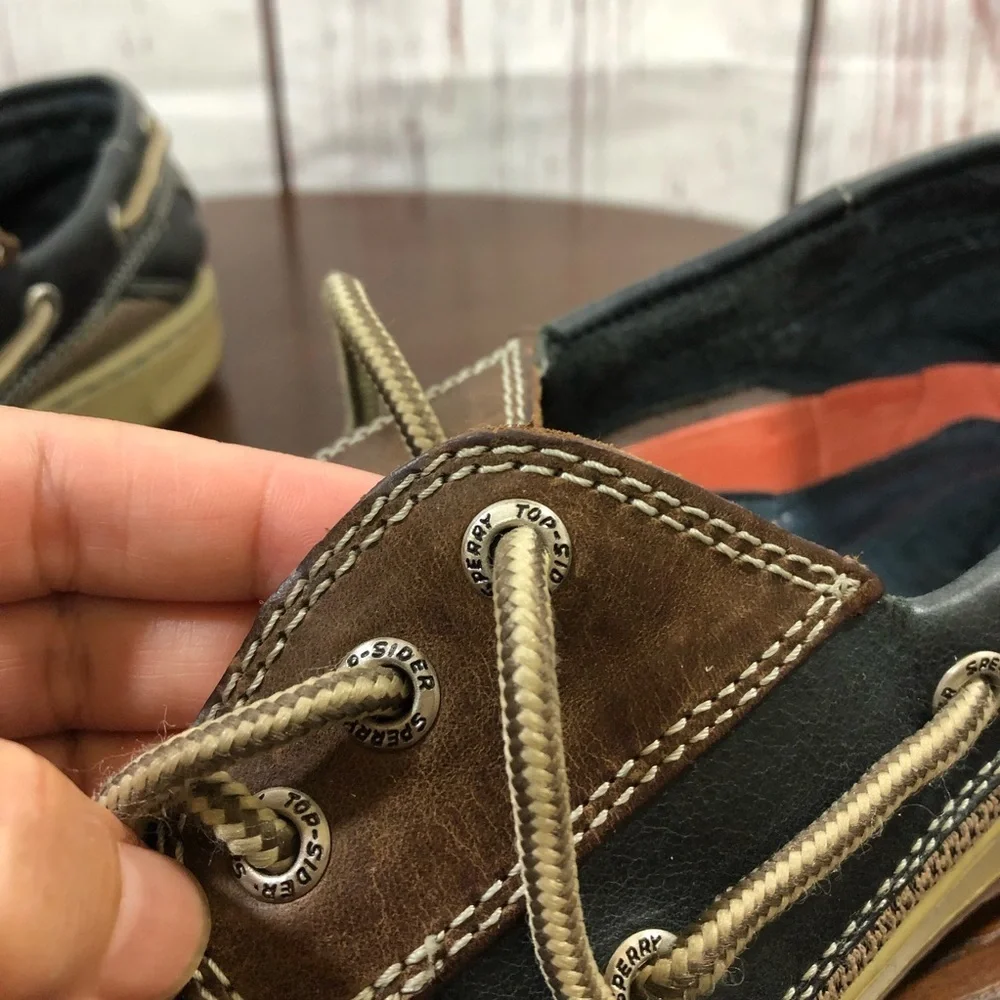 SPERRY TOP SIDER Men's Blue Leather Boat Shoes Classic Lace-Up Deck Style 11
